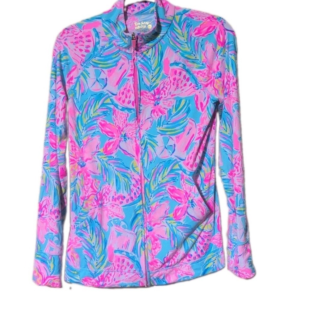 Lilly Pulitzer Hadlee Jacket M Ibiza Gimme The Juice Luxletic UPF 50+ Golf Beach